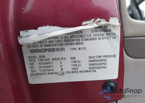 2006 Chevrolet Hhr Lt из США, поврежденный, VIN 3GNDA23P06S616101